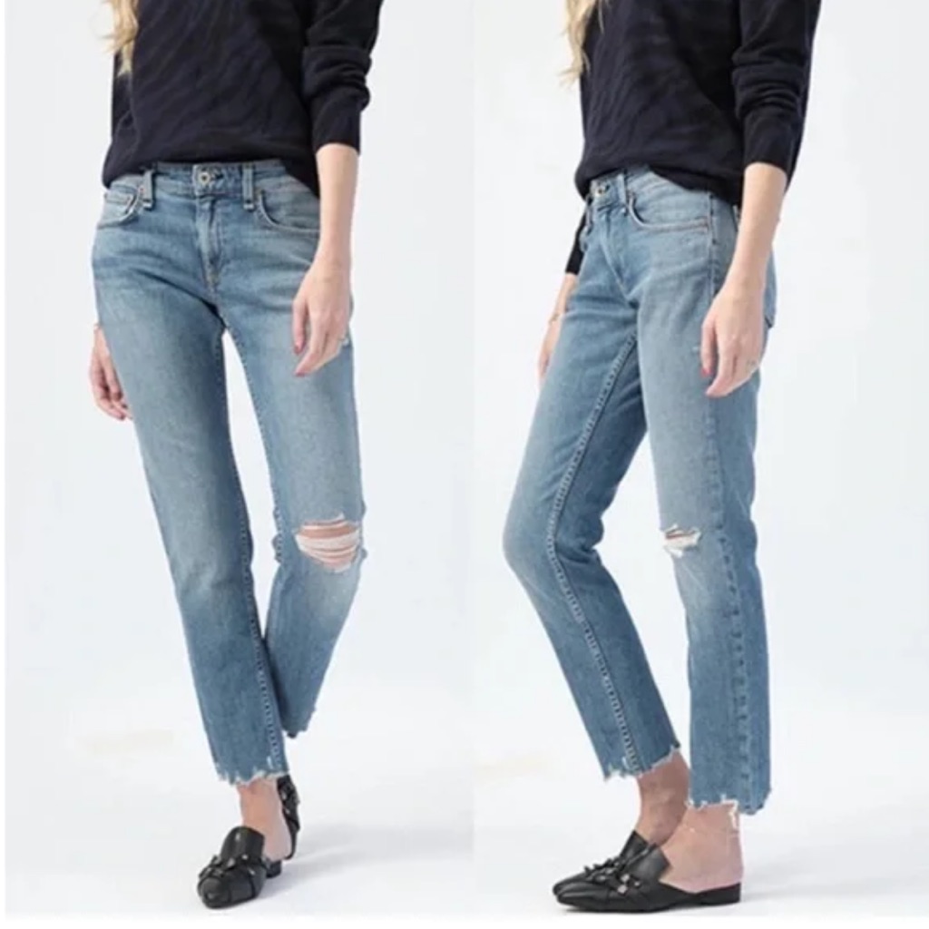 (W1) Rag & Bone Dre Low Slim-Rise Boyfriend Jeans Size 29